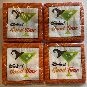 Creative Converting Wicked Good Time 2-Ply Beverage Cocktail Napkins, 4 Packages